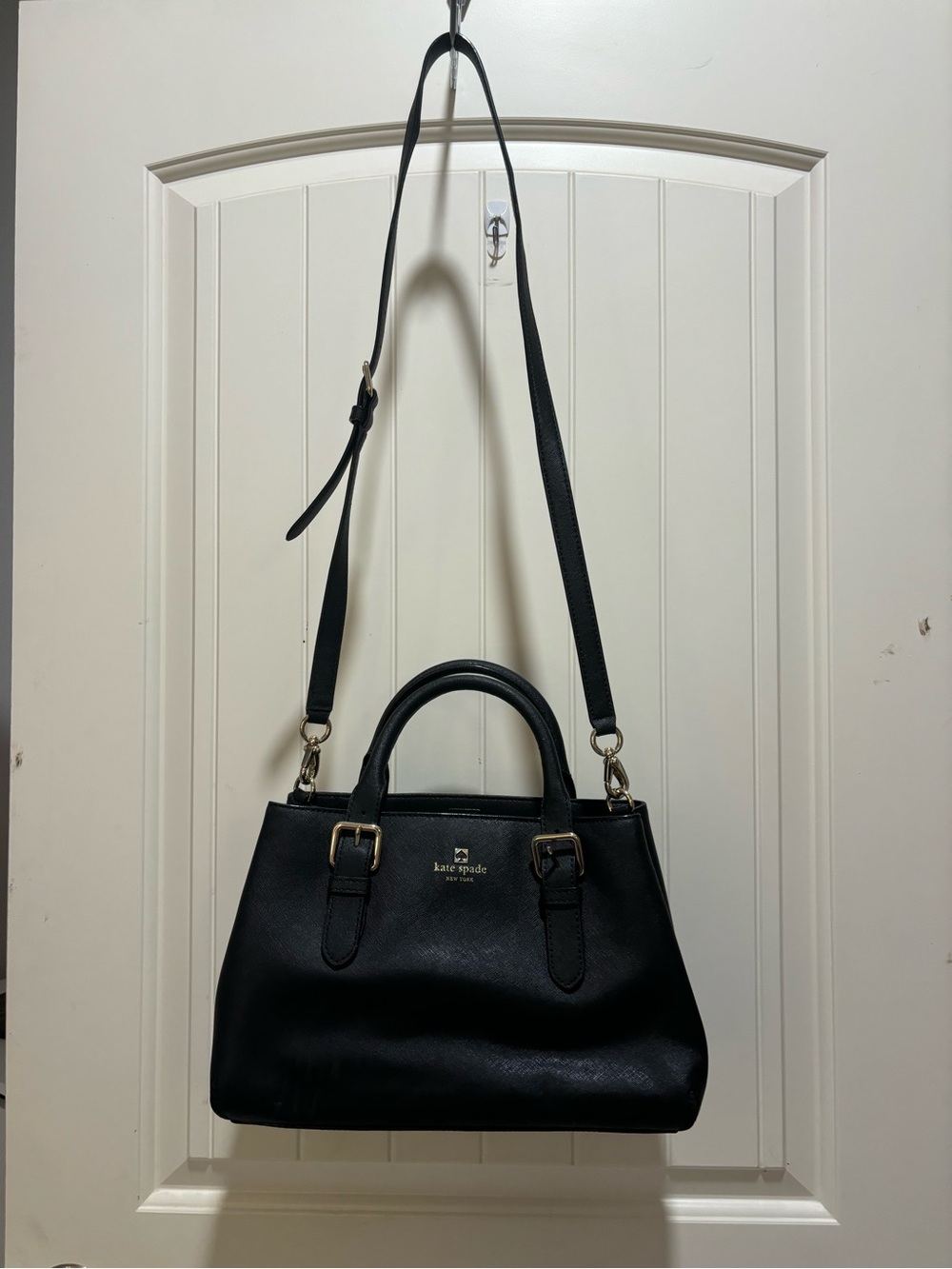 kate spade Black Leather Tote with Adjustable Strap